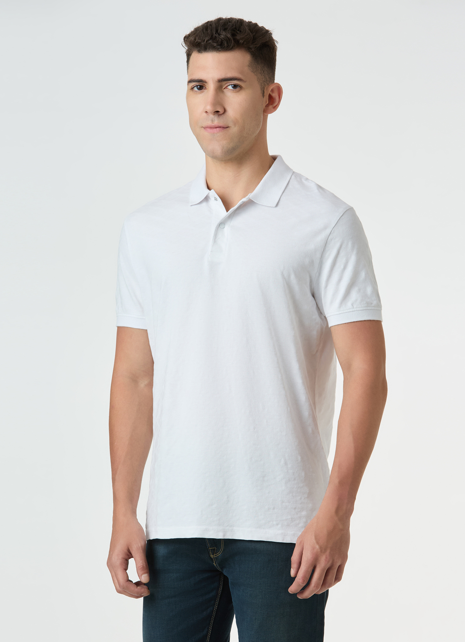 Men White Self-design Polo T-shirt, , large image number 3