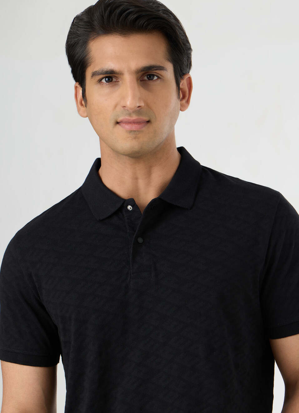 Men Black Self-design Polo T-shirt, , large image number 4