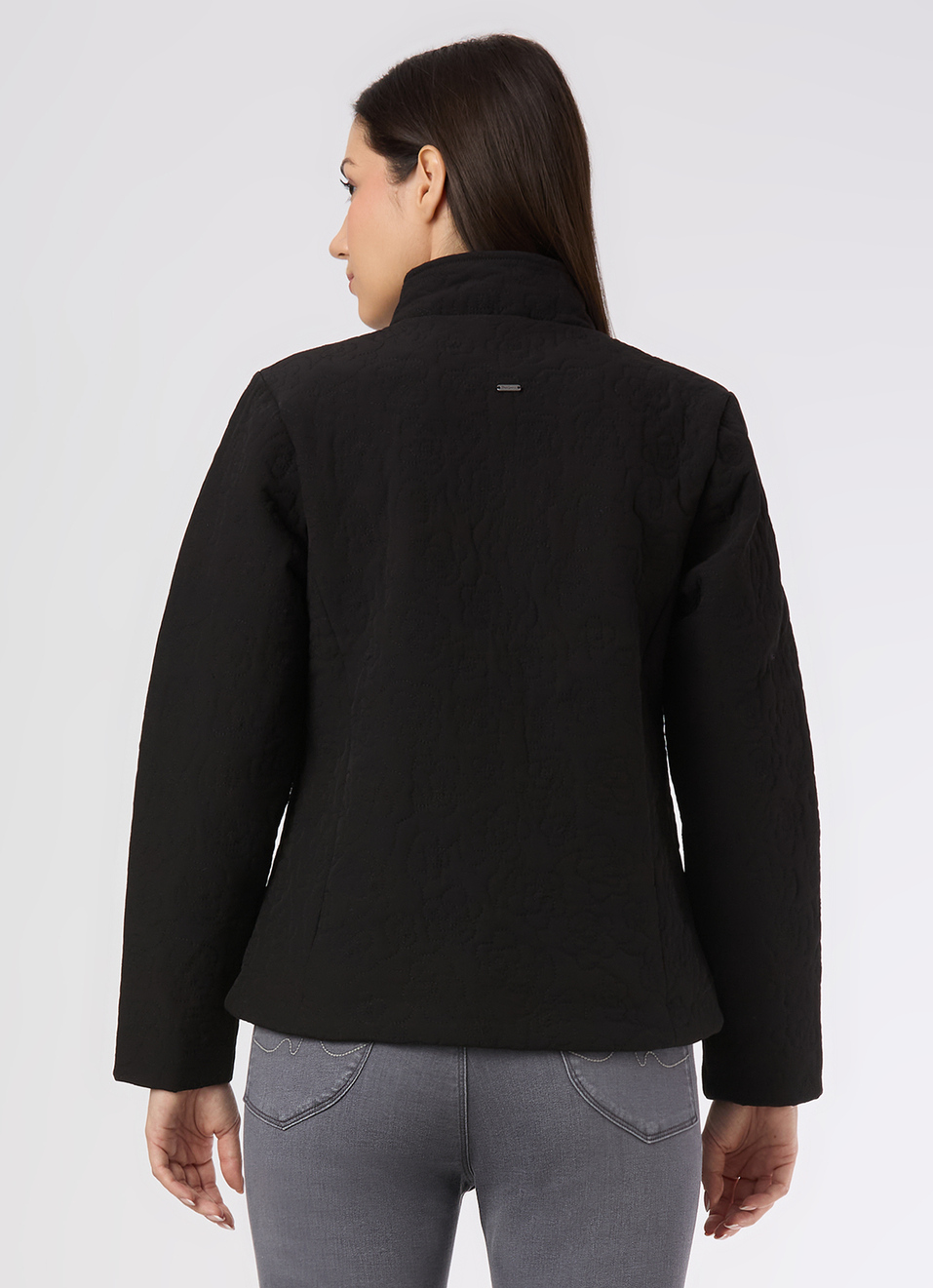 Women Black Textured Regular Fit Jacket, , large image number 2