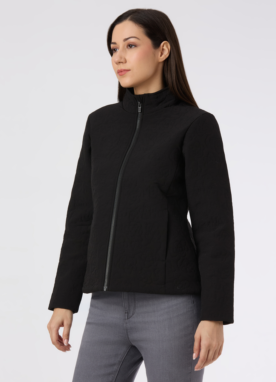 Women Black Textured Regular Fit Jacket, , large image number 3