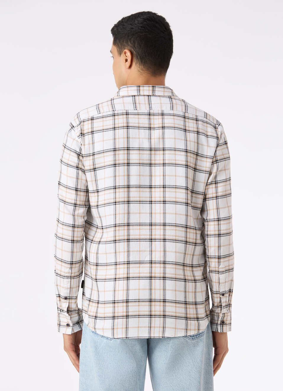 Men White Check Full Sleeve Shirt, , large image number 2