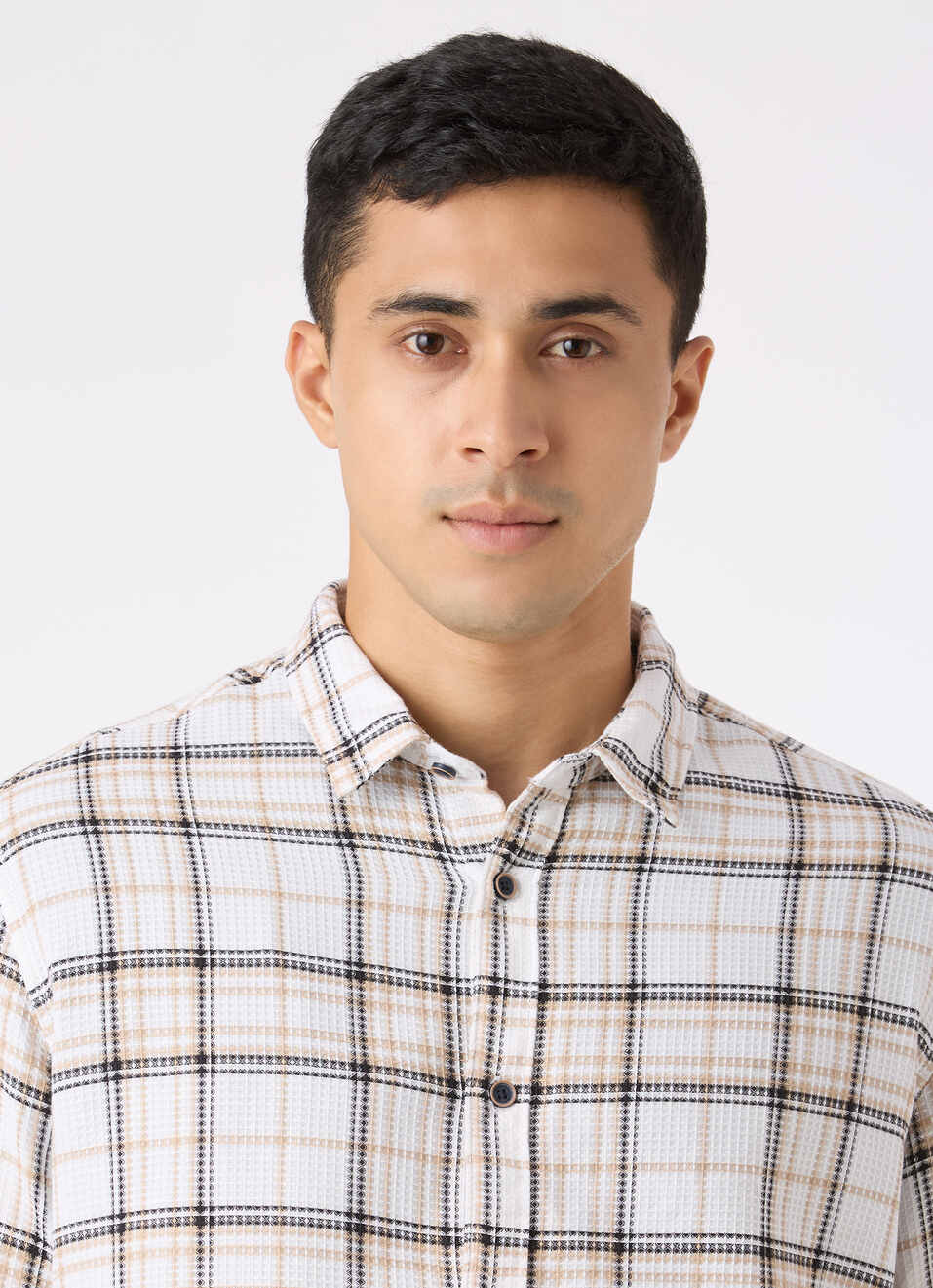 Men White Check Full Sleeve Shirt, , large image number 4