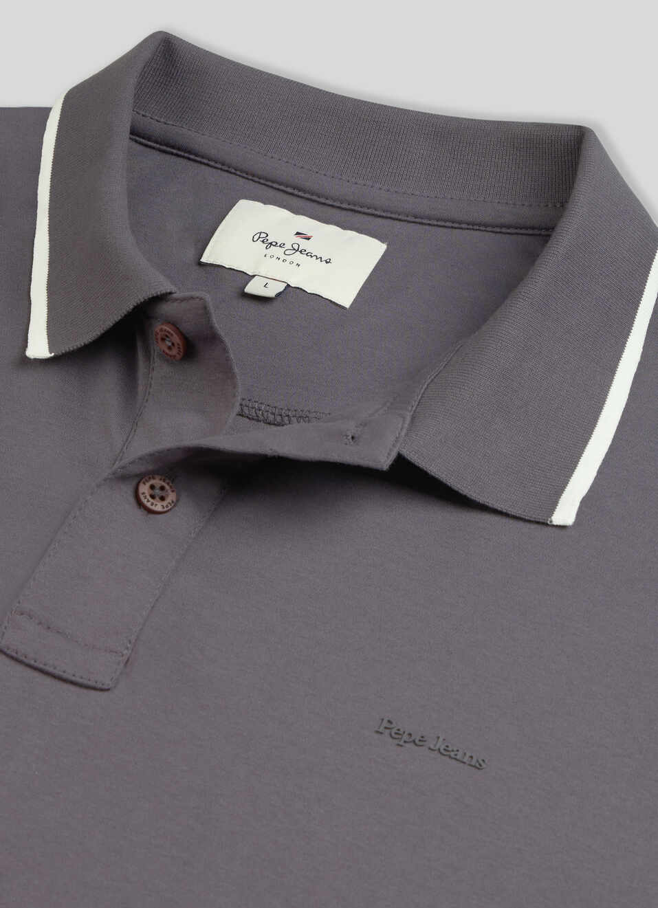 Men Grey Solid Contrast Collar Tipping Polo, , large image number 7
