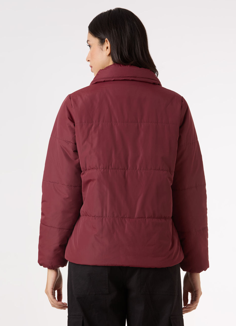 Women Maroon Regular Fit Puffer Jacket, , large image number 2