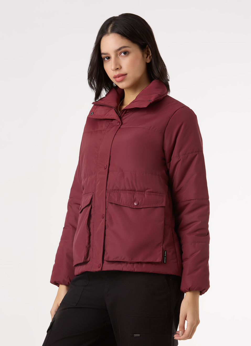 Women Maroon Regular Fit Puffer Jacket, , large image number 3