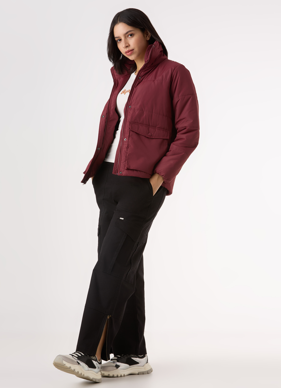 Women Maroon Regular Fit Puffer Jacket, , large image number 5
