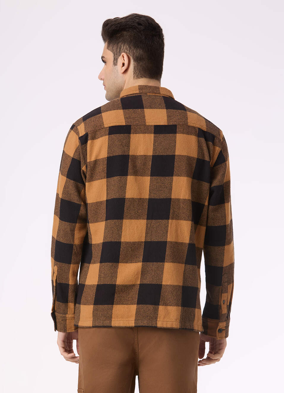 Men Brown Oversized Check Zip Shirt Jacket, , large image number 2
