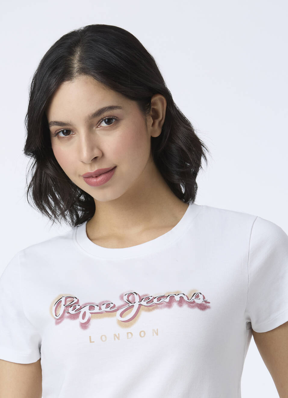 Women White Round Neck Short Sleeve T-shirt, , large image number 4