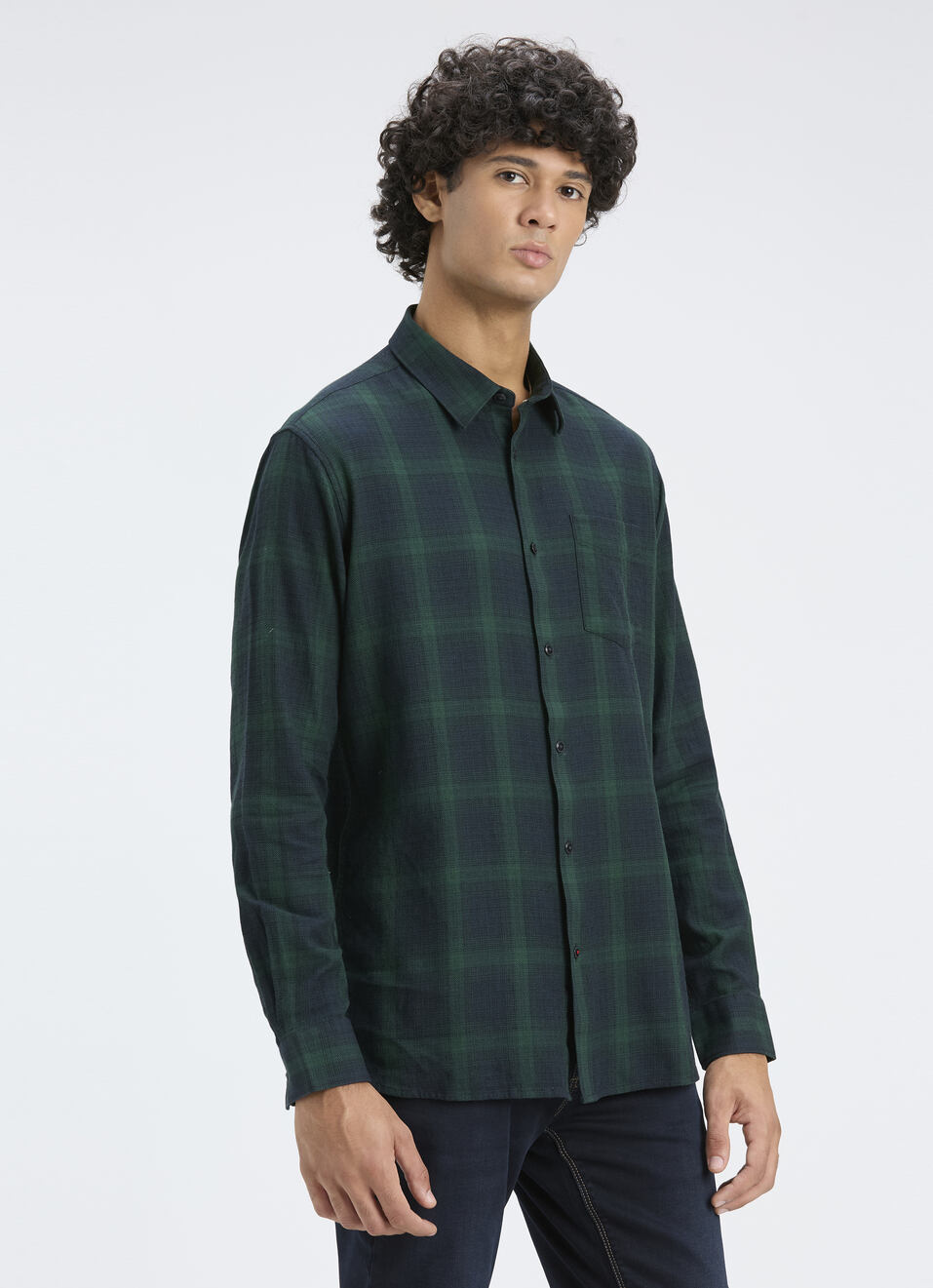 Men Green Check With Pocket Full Sleeve Shirt, , large image number 3