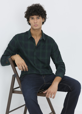 Men Green Check With Pocket Full Sleeve Shirt