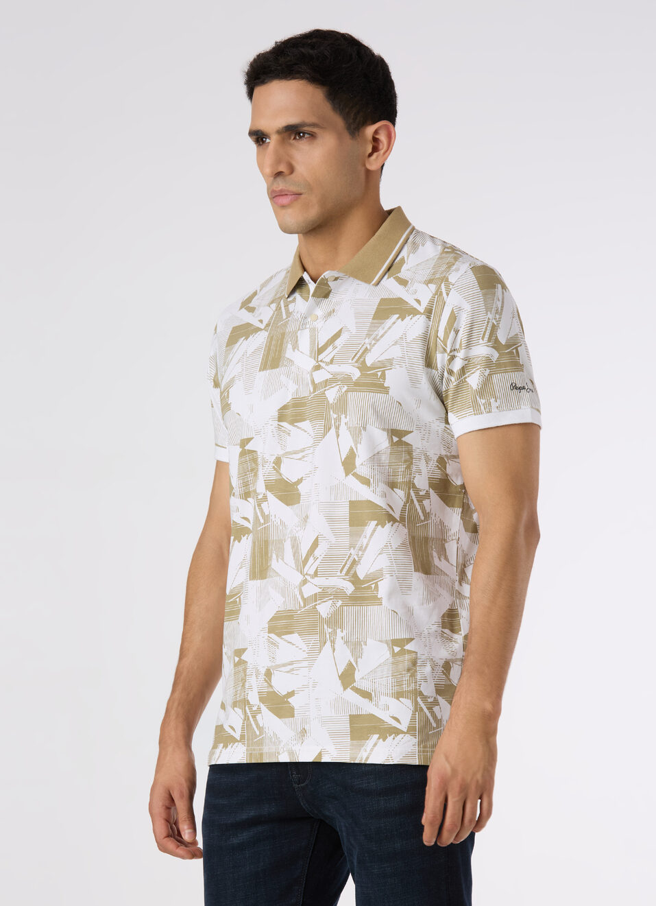 Men Beige Abstract Print Regular Fit Polo, , large image number 3