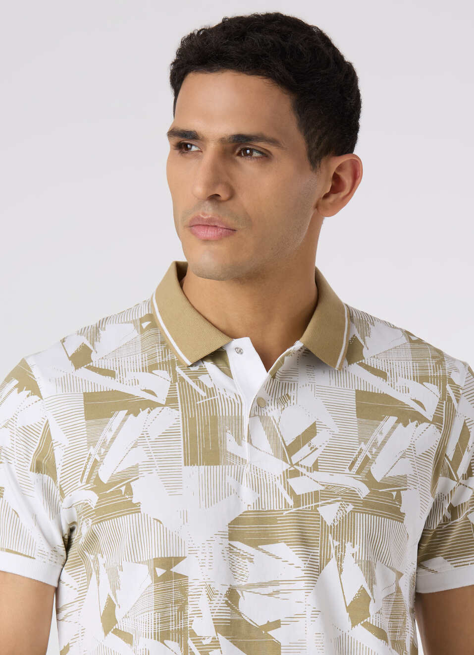 Men Beige Abstract Print Regular Fit Polo, , large image number 4