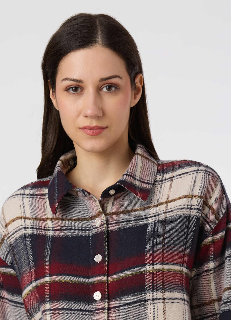 Women Red Oversized Checked Shirt, , large image number 4