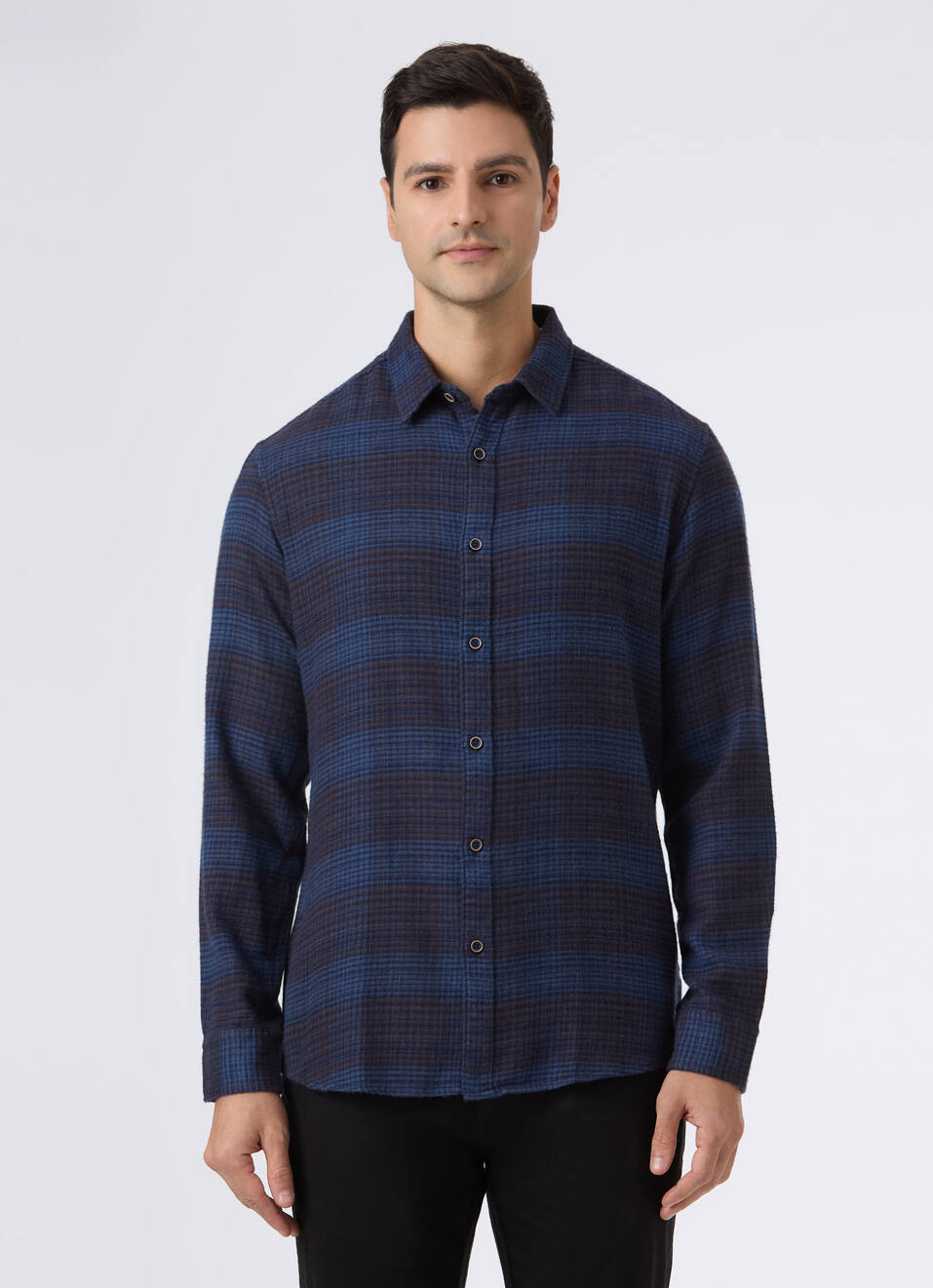 Men Blue Micro Check Full Sleeve Shirt, , large image number 1