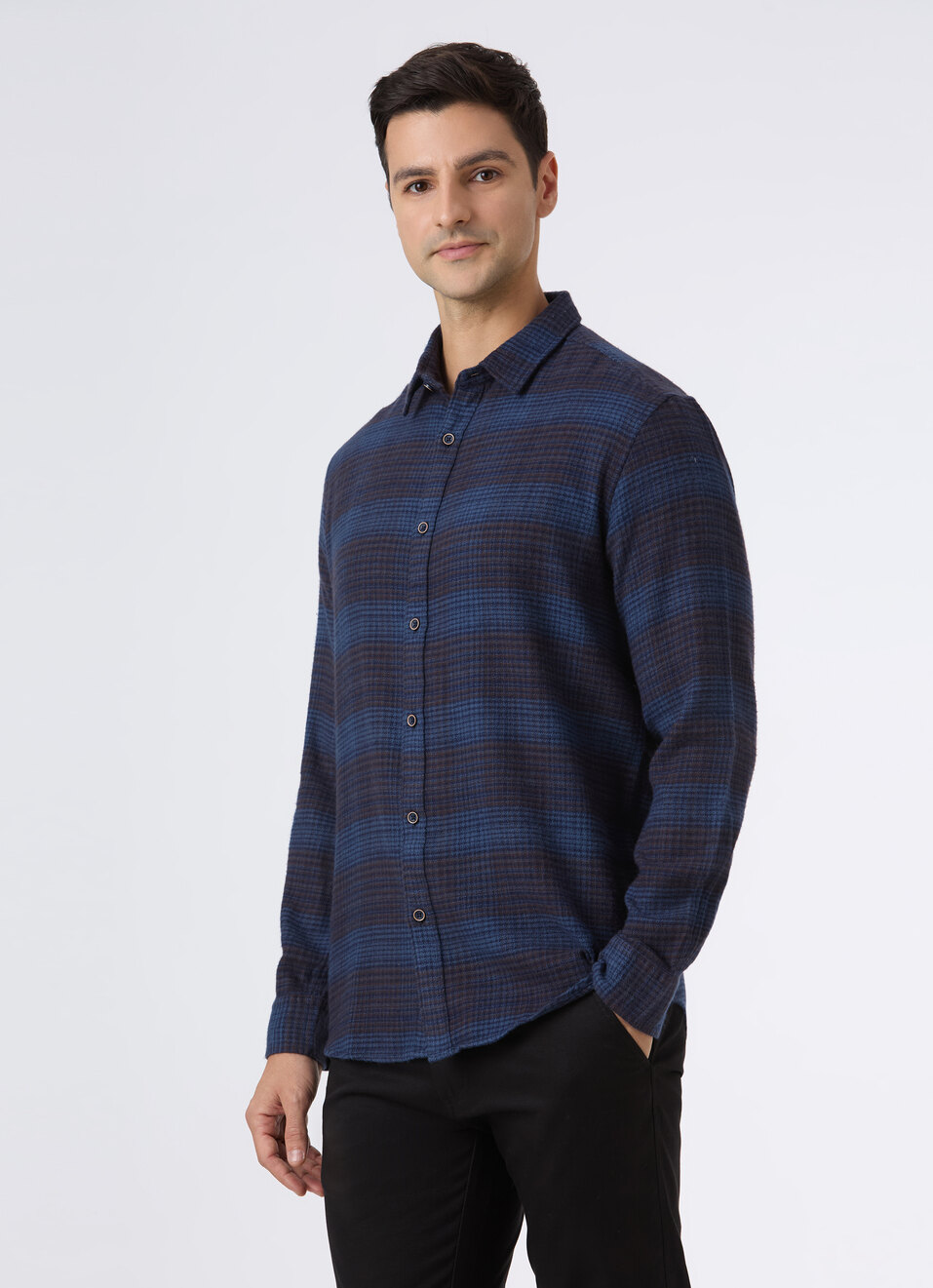Men Blue Micro Check Full Sleeve Shirt, , large image number 3