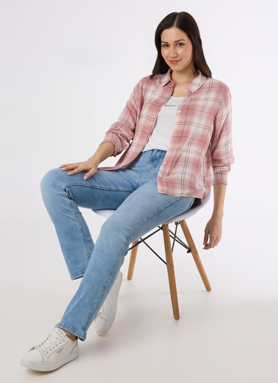 Women Pink Regular Fit Checked Casual Shirt, , large image number 5