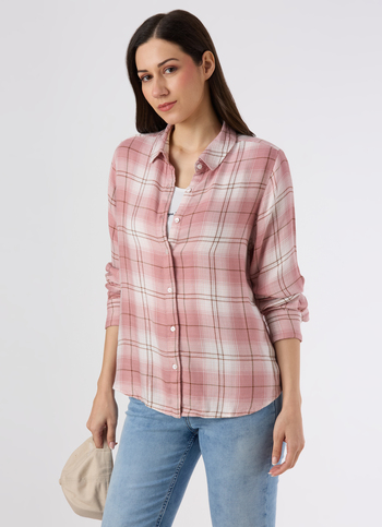 Women Pink Regular Fit Checked Casual Shirt