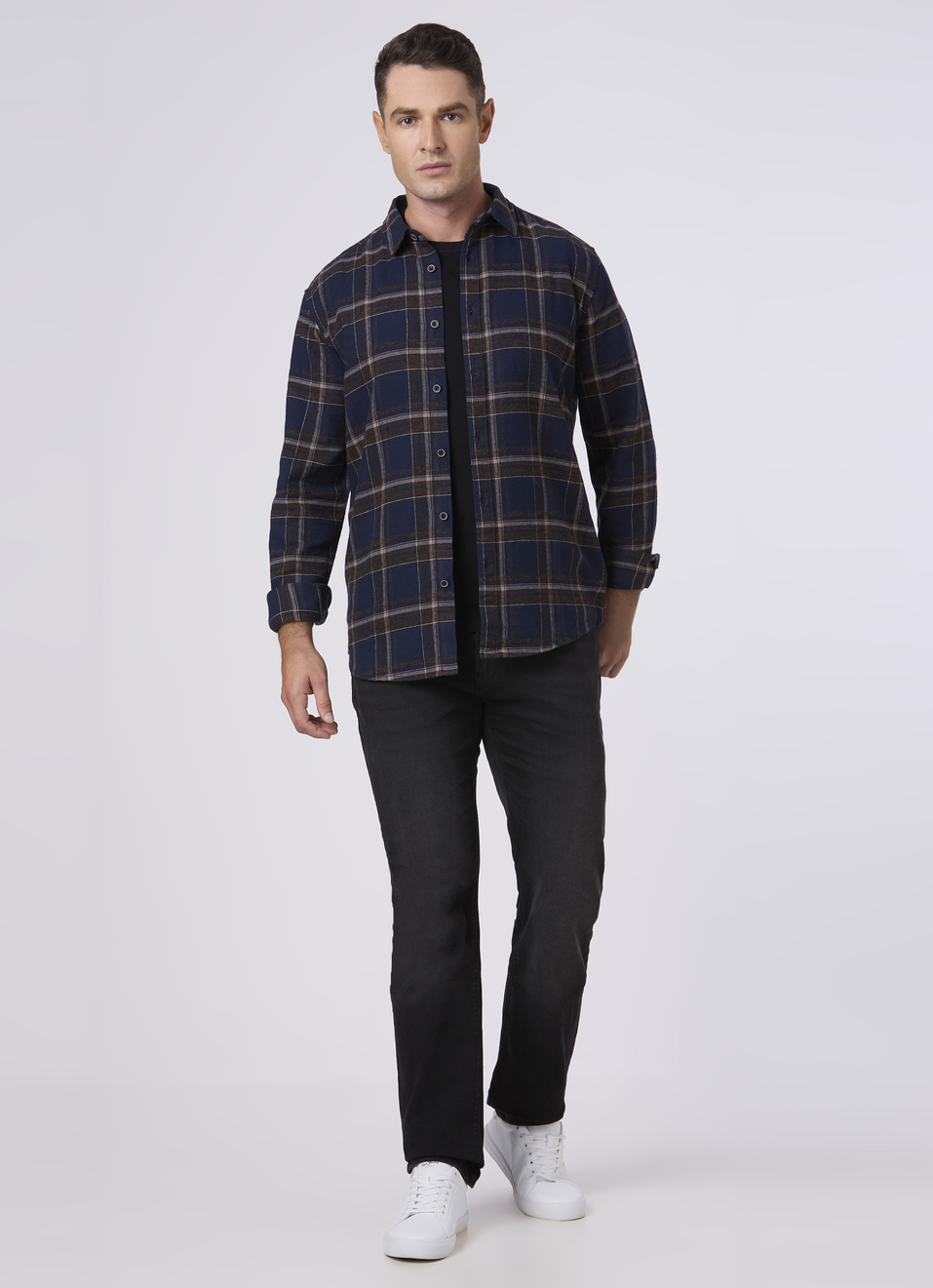 Men Blue Checked Regular Fit Casual Shirt, , large image number 5