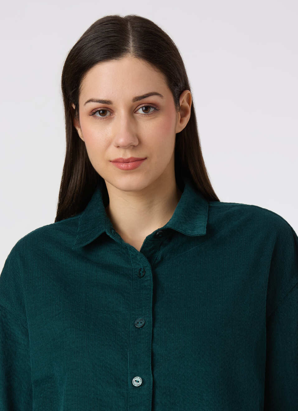 Women Green Oversized Corduroy Textured Full Sleeve Shirt, , large image number 4