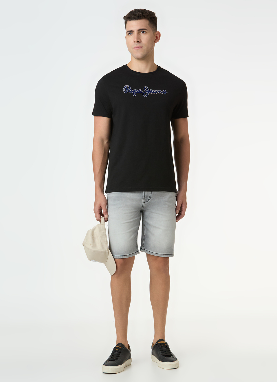 Men Black Logo Print Short Sleeve Slim Fit T-shirt, , large image number 5