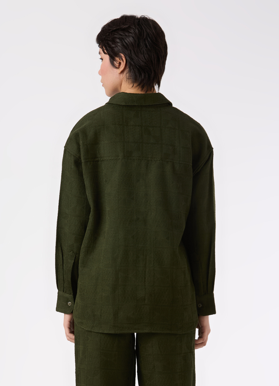 Women Green Oversize Textured Full Sleeve Shirt, , large image number 2