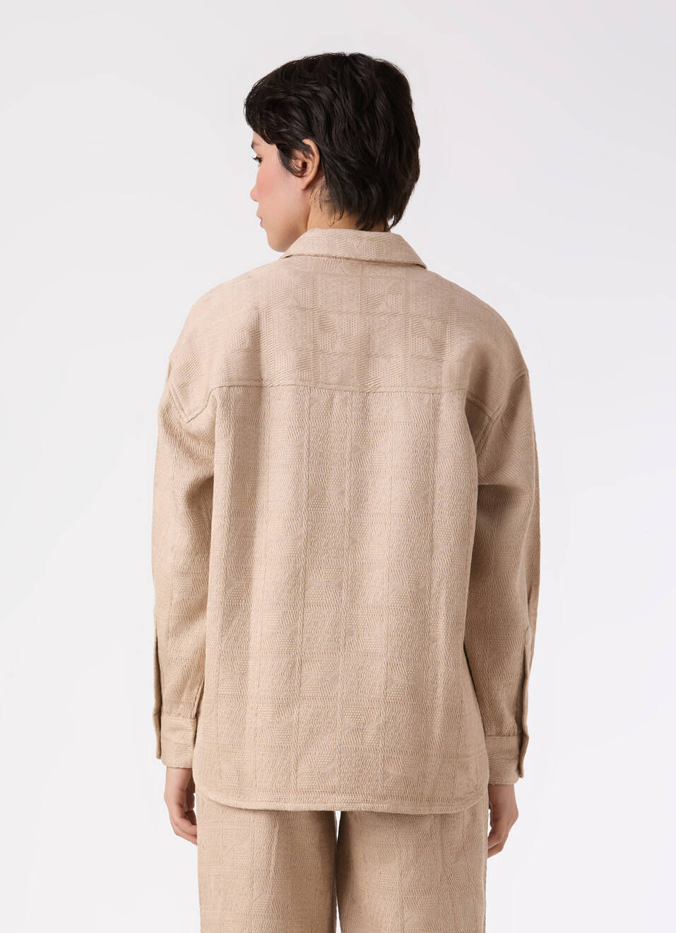 Women Beige Oversize Textured Full Sleeve Shirt, , large image number 2