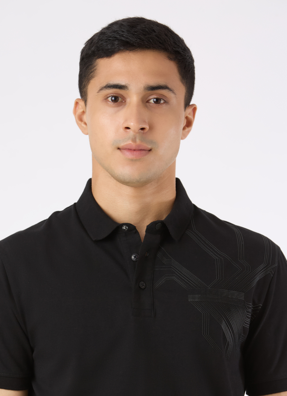 Men Black Geometric Print Polo, , large image number 4