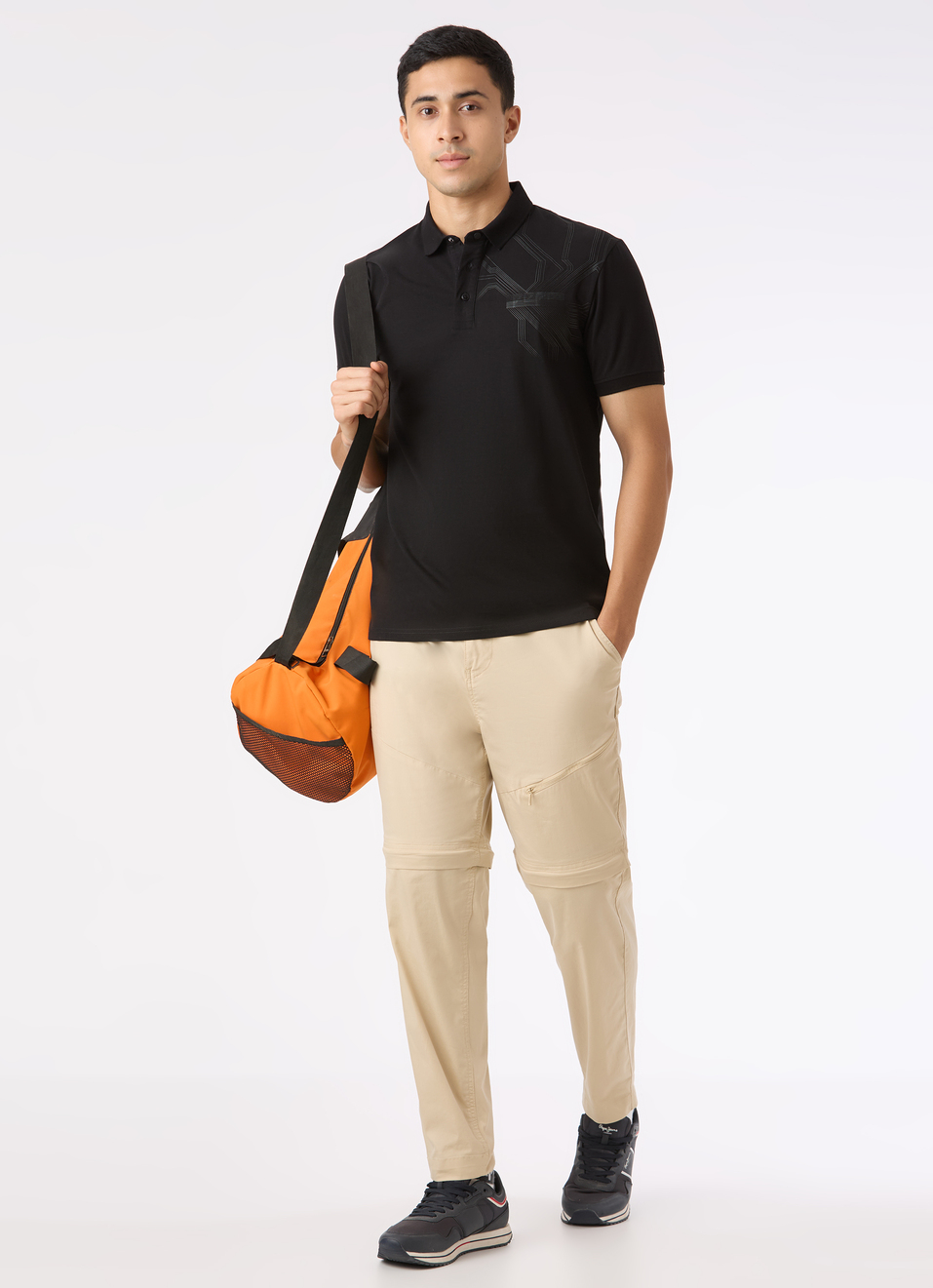 Men Black Geometric Print Polo, , large image number 5