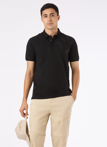Men Black Geometric Print Polo