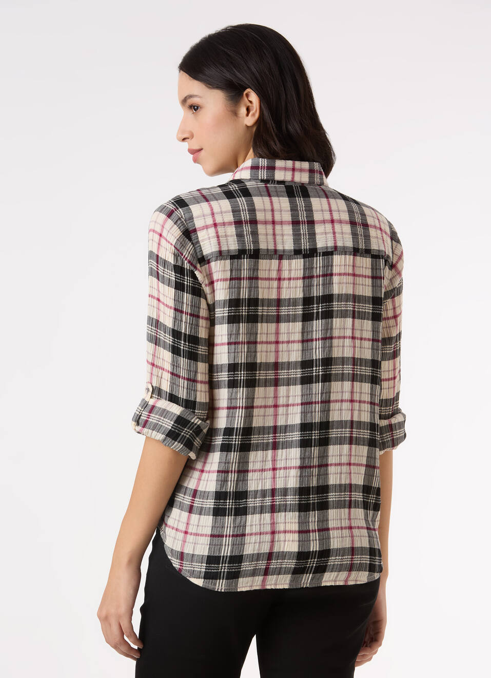 Women Black Checked Regular Fit Shirt, , large image number 2