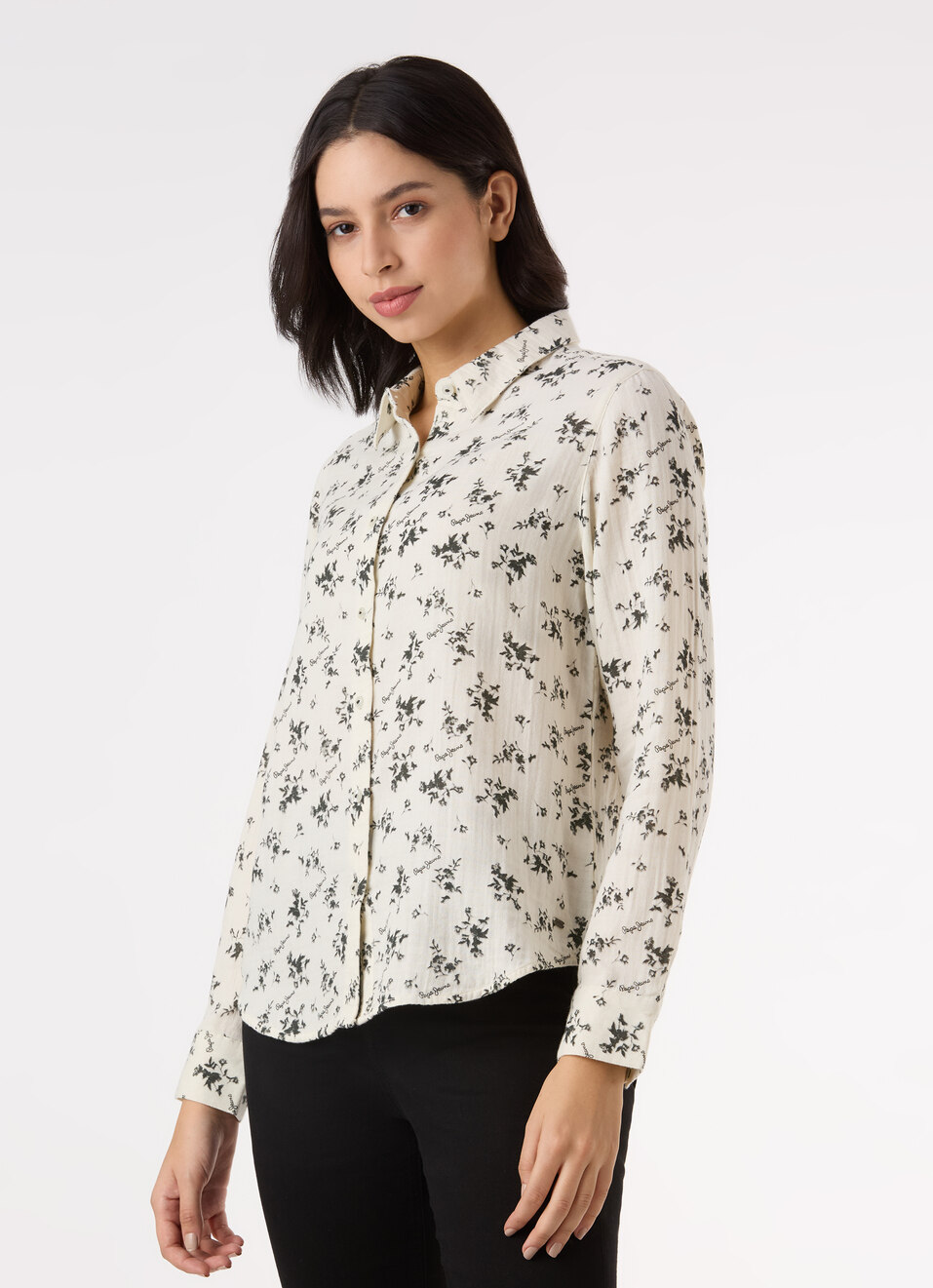 Women White Floral Print Regular Full Sleeve Shirt, , large image number 3