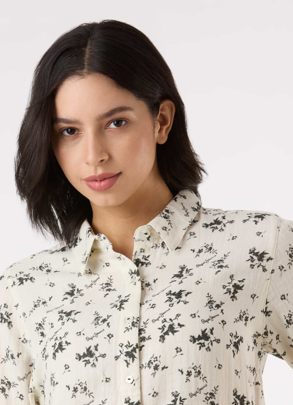 Women White Floral Print Regular Full Sleeve Shirt, , large image number 4