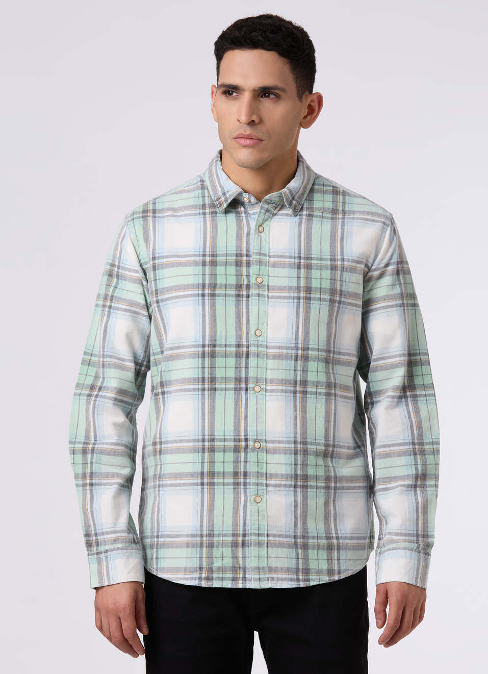Men Lime Green Checked Regular Fit Full Sleeve Shirt, , large image number 1