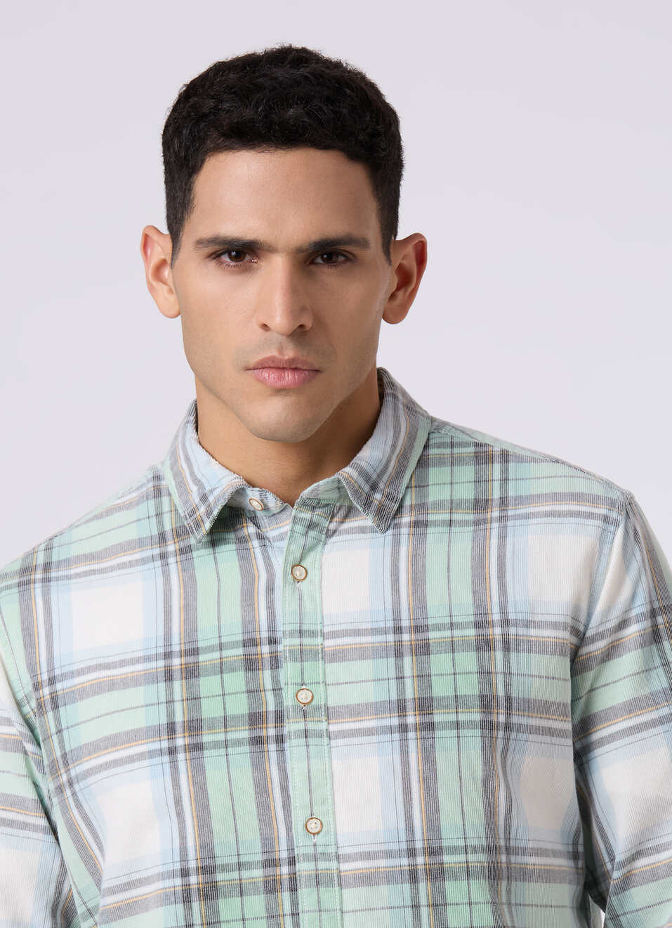 Men Lime Green Checked Regular Fit Full Sleeve Shirt, , large image number 4