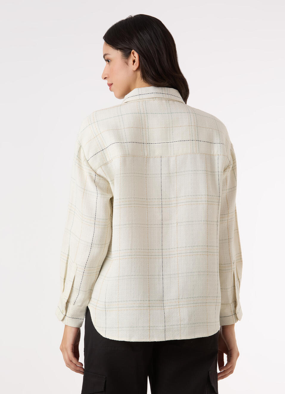 Women White Checked Oversized Shirt, , large image number 2