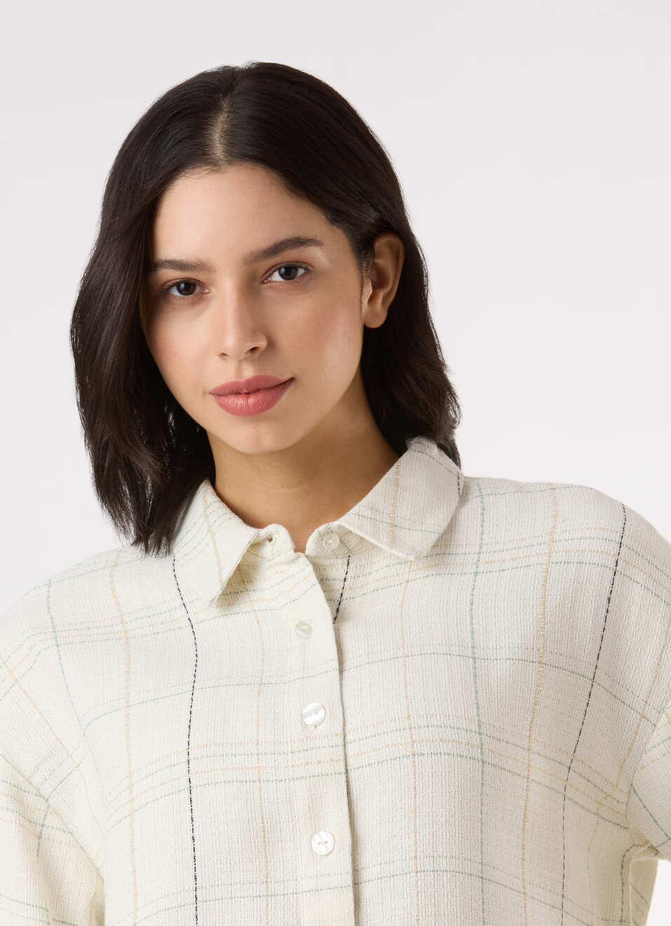 Women White Checked Oversized Shirt, , large image number 4