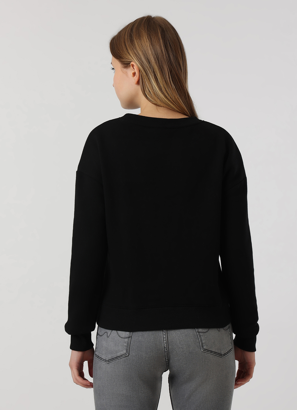 Women Black Comfort Fit Camouflage Logo Crew Neck Sweatshirt, , large image number 2