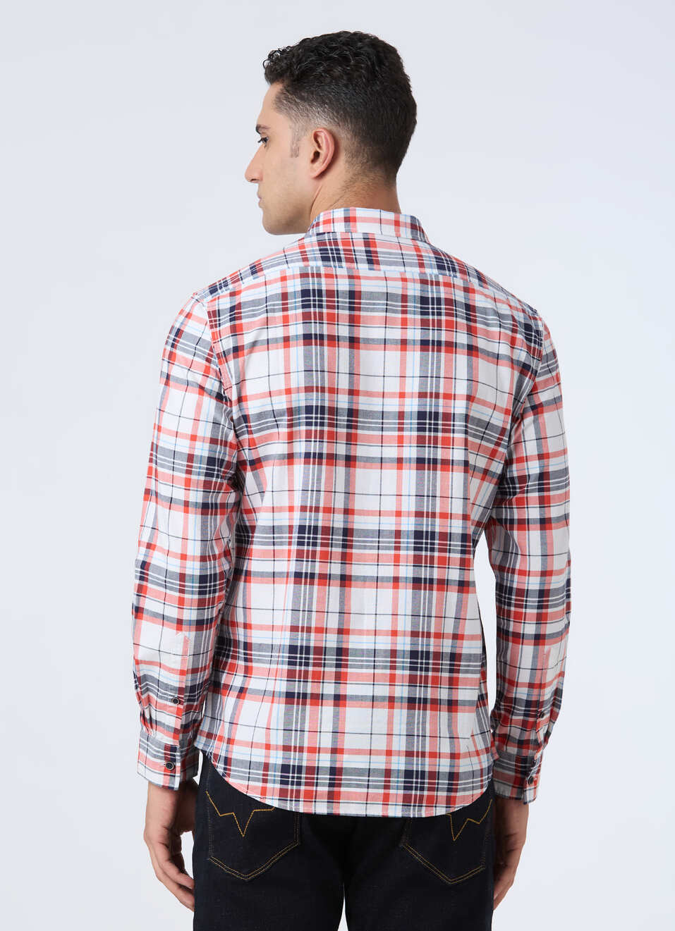 Men Red Tartan Check Full Sleeve Shirt, , large image number 2