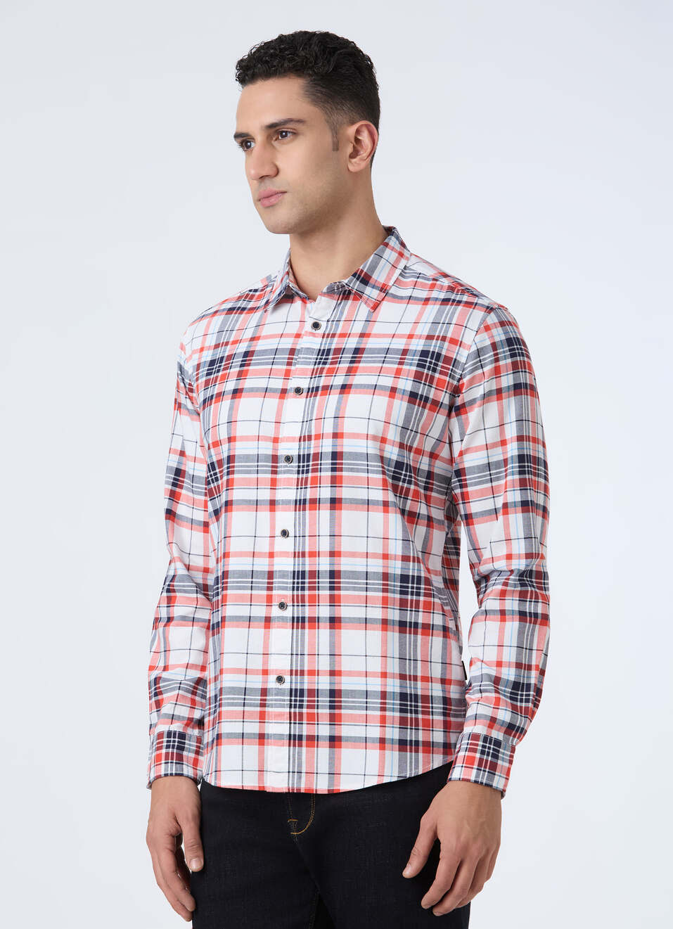 Men Red Tartan Check Full Sleeve Shirt, , large image number 3