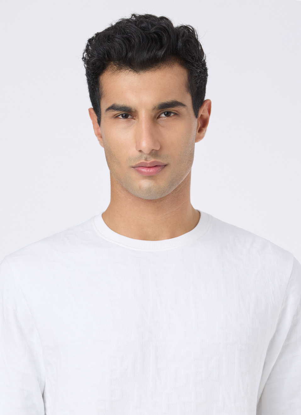 Men White Self Textured Regular Fit Sweatshirt, , large image number 4