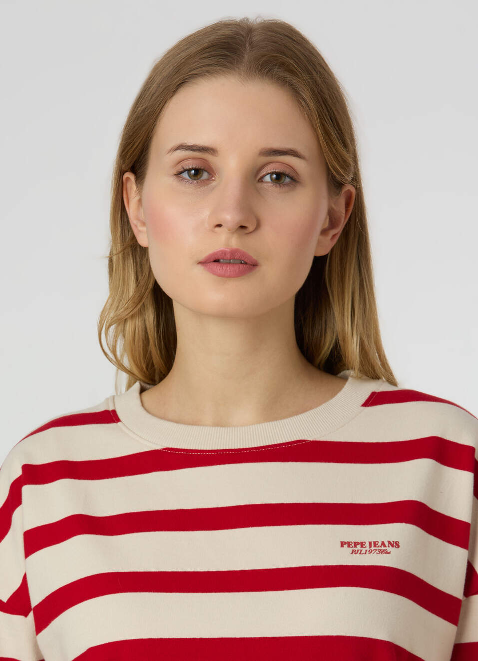 Women Red Stripe Comfort Fit Sweatshirt, , large image number 4