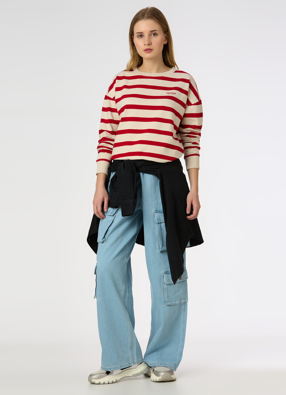 Women Red Stripe Comfort Fit Sweatshirt, , large image number 5