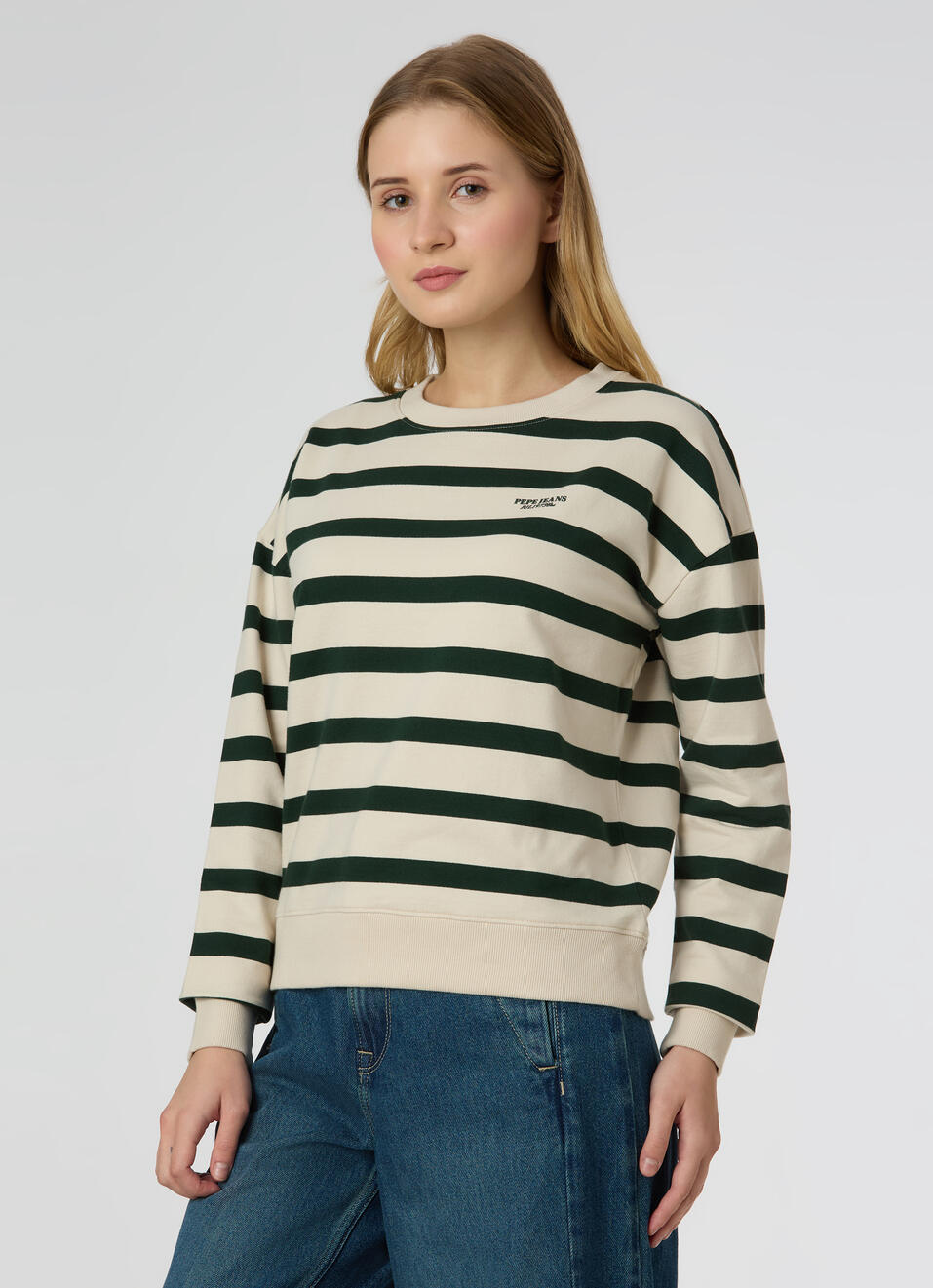 Women Green Stripe Comfort Fit Sweatshirt, , large image number 3