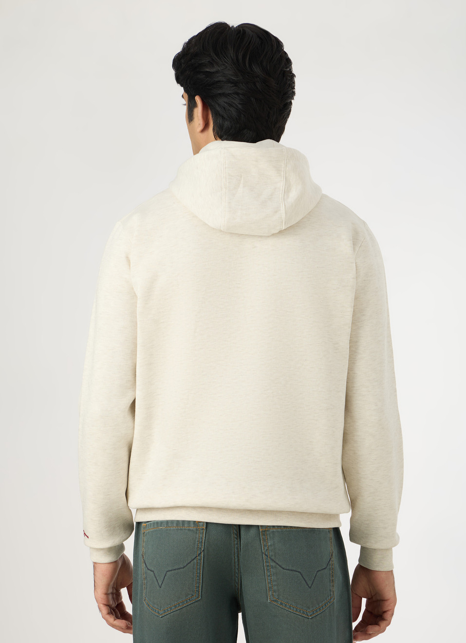 Men Ecru White Graphic Hoodie, , large image number 2