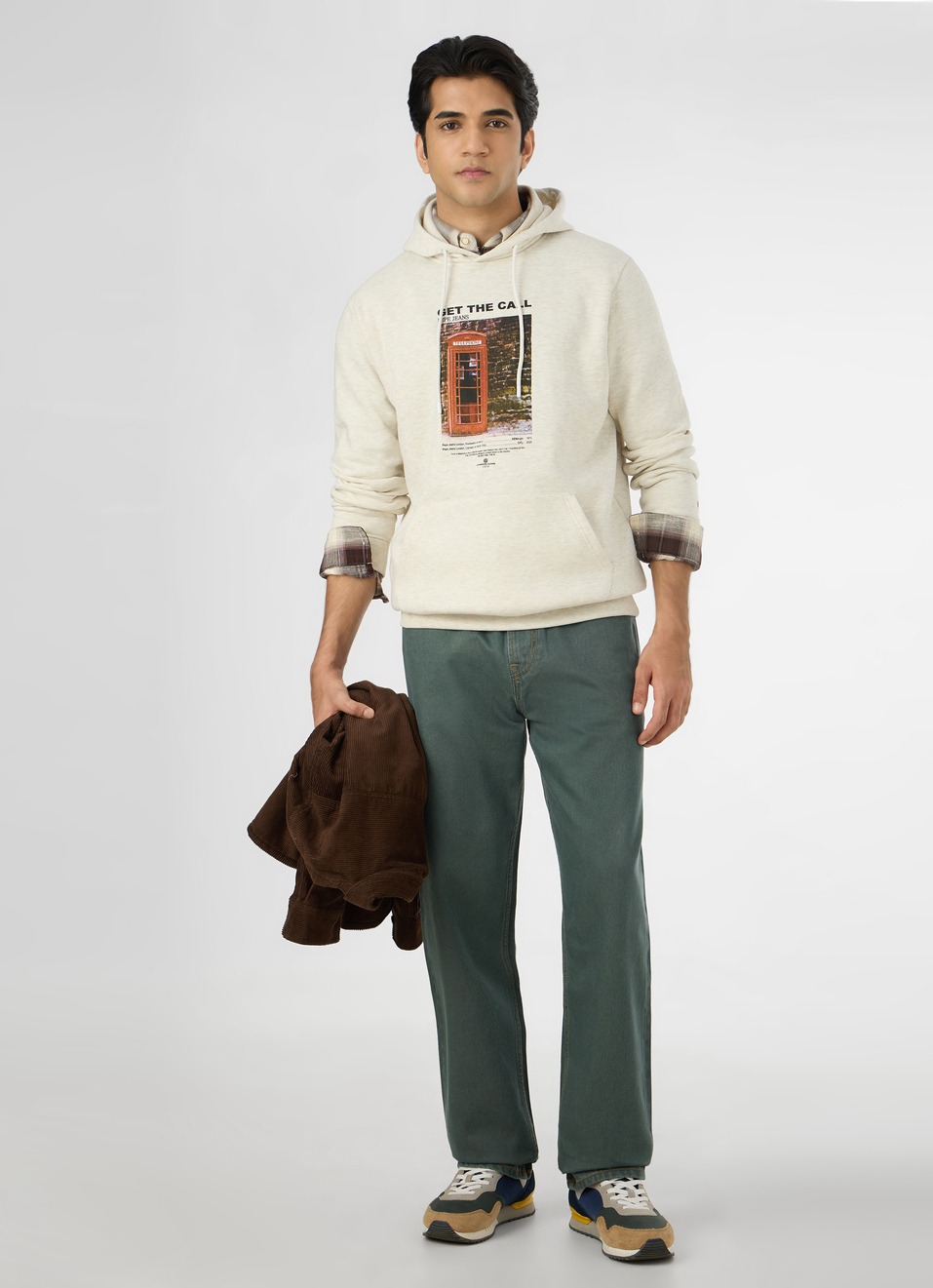 Men Ecru White Graphic Hoodie, , large image number 5