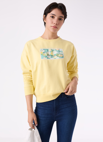 Women Yellow Graphic Print Comfort Fit Sweatshirt