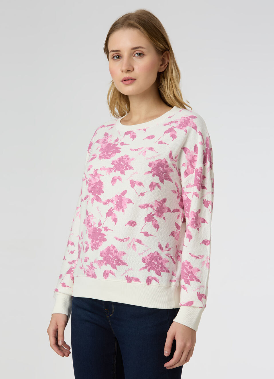 Women Pink Floral Print Comfort Fit Sweatshirt, , large image number 3