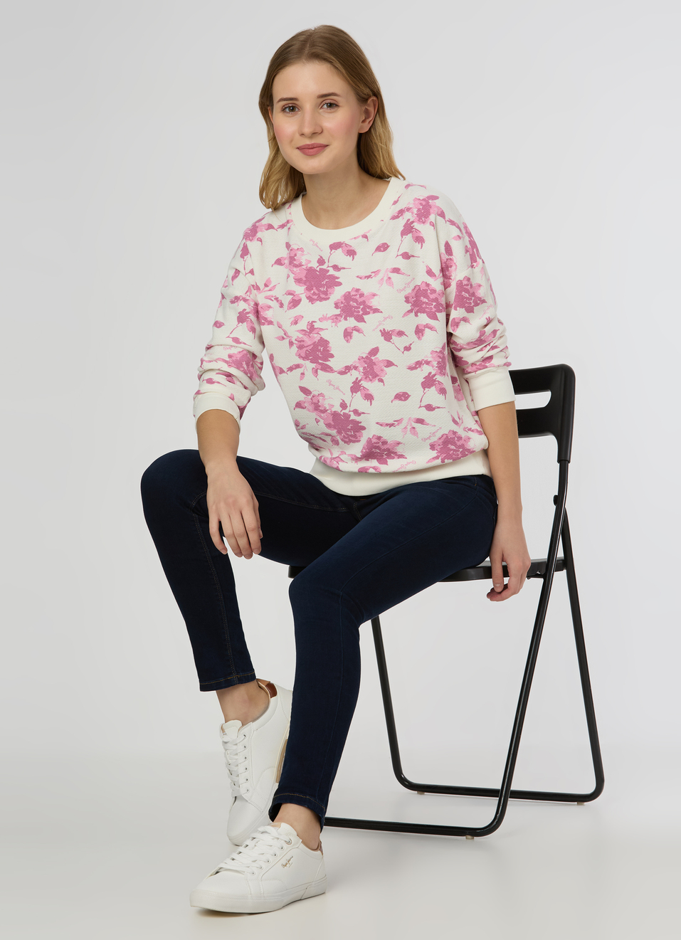 Women Pink Floral Print Comfort Fit Sweatshirt, , large image number 5