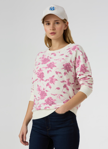 Women Pink Floral Print Comfort Fit Sweatshirt