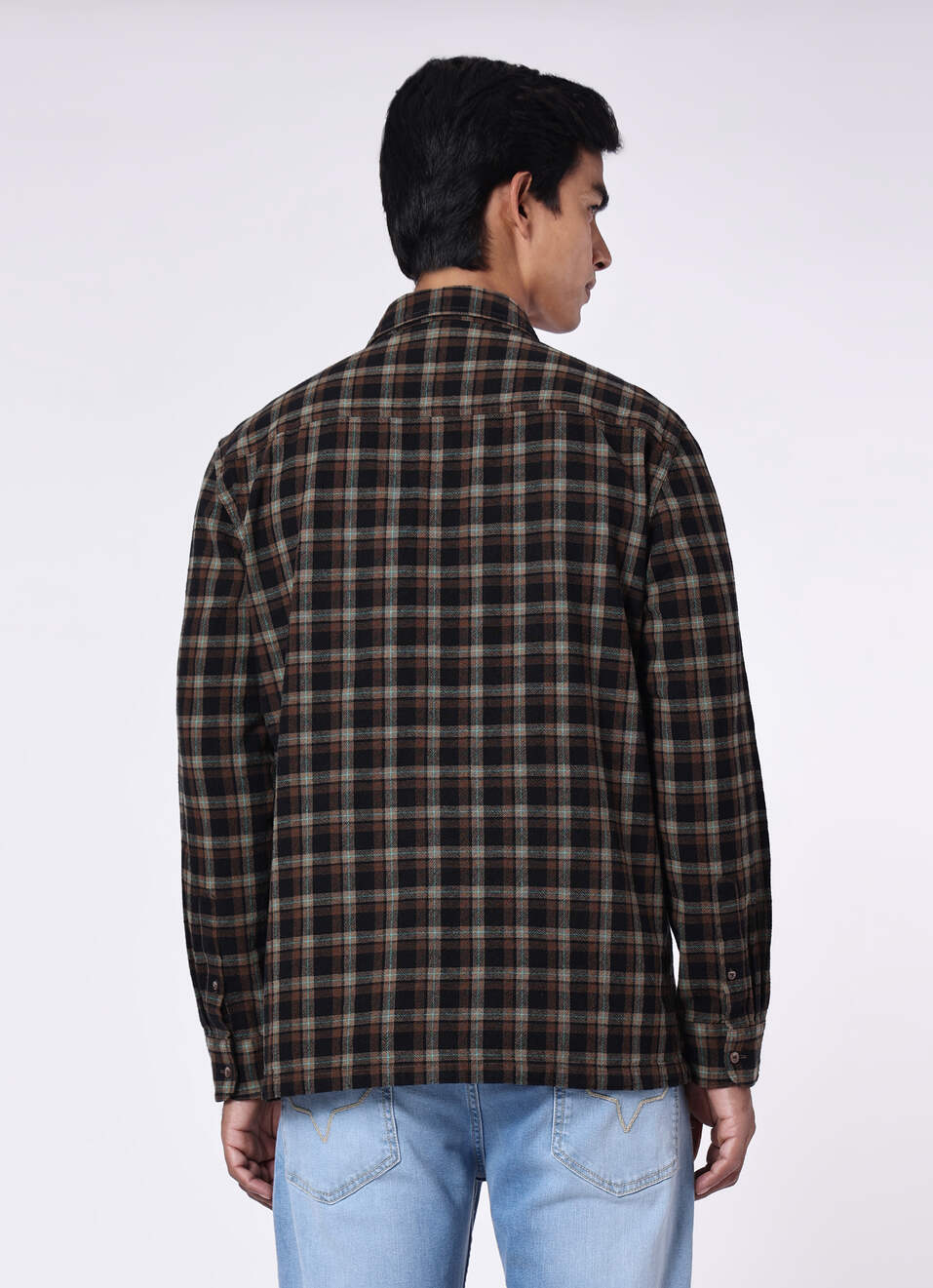 Men Brown Oversized Checked Shirt, , large image number 2